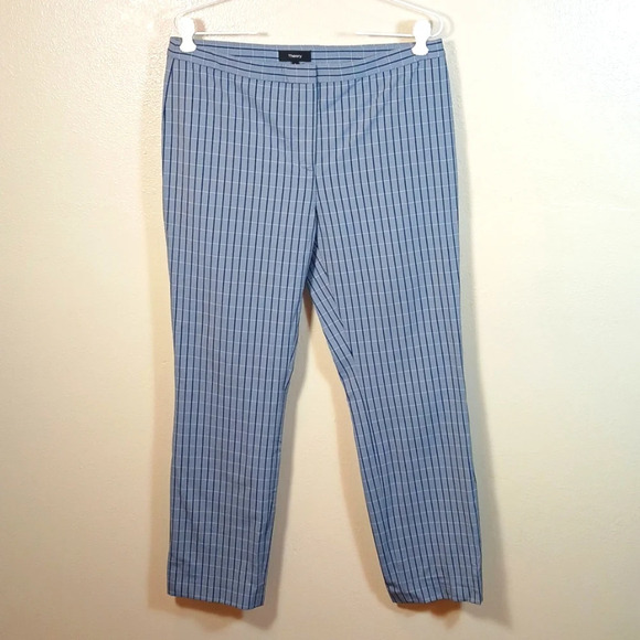 THEORY Classic Screen Viscose Skinny Trousers In Blue Midnight Multi size 8 - Picture 2 of 10